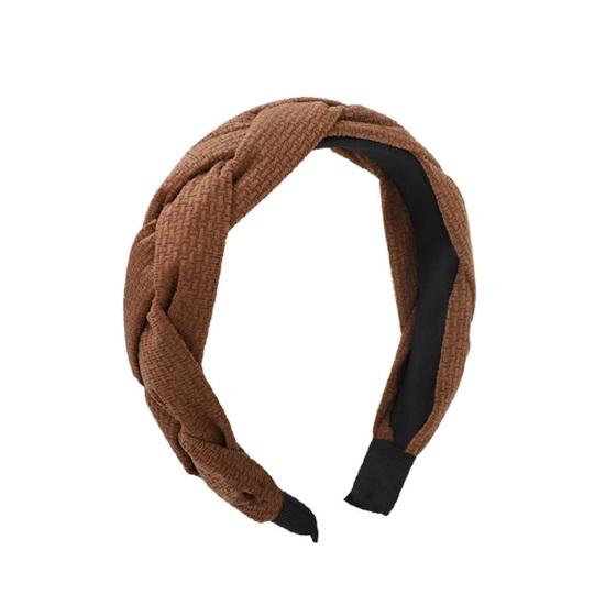 

Hair Hoop Thickened Sponge Filling Twist Braided Headband Soft Corduroy Knitted Fabric Washing Face Headband Hair Accessory коричневий