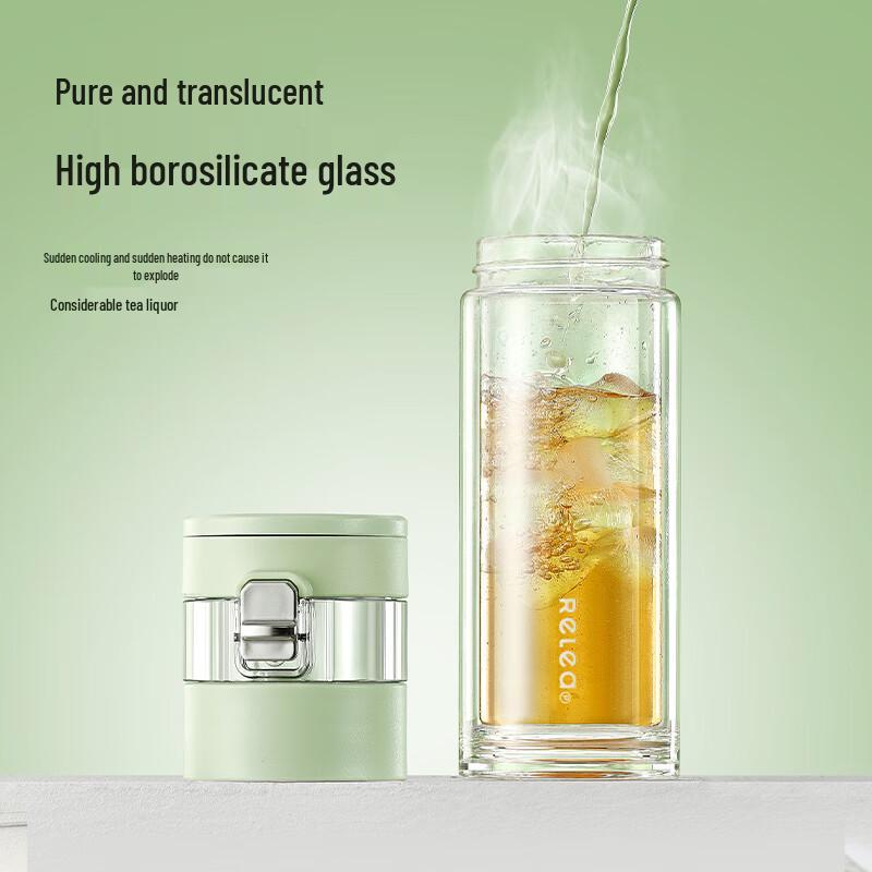 Wushengwu Double-Layer Tea Infuser Glass Mug with Smart Temperature Display