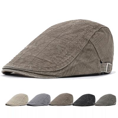 2024 Summer Men Berets Flat Hat Cotton Visor Caps Vintage Flat Casual Beret For Men's Adjustable Hats