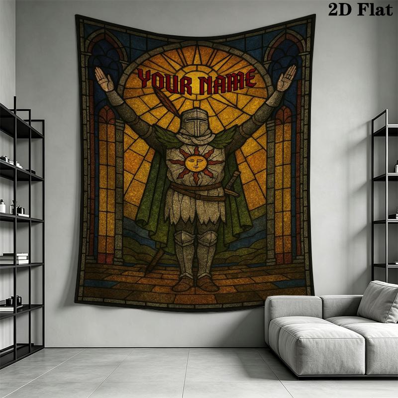 Custom Name Dark Souls Wall Tapestry Aesthetic Wall Hanging Printed Fabric Blanket Decorative Tapestries for Bedroom Living Room Home Decor