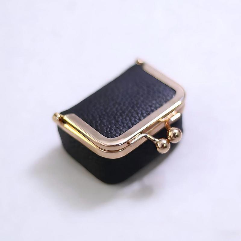 PU-Leder Kiss Lock Münzbörse Unifarbene Multifunktionale Mini Kleine Gegenstandstasche Schmucktasche Quadratisch Schlüssel Lippenstifte Ohrringe