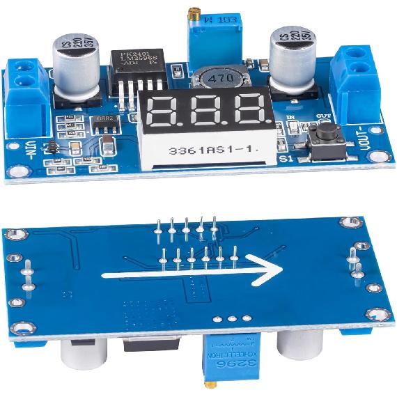 LM2596 LM2596S DC-DC Buck Converter Voltage Regulator Adjustable 4.0-40V to 1.25-37V 2A Power Supply Module with LED Voltmeter Display (Pack of 2)