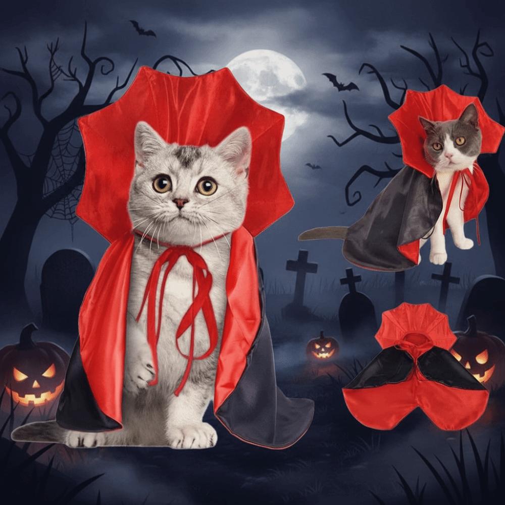 Stand-Collar Halloween Pet Cape Adjustable Dogs Wizard Outfit Cool Pet Cosplay Costume Puppy