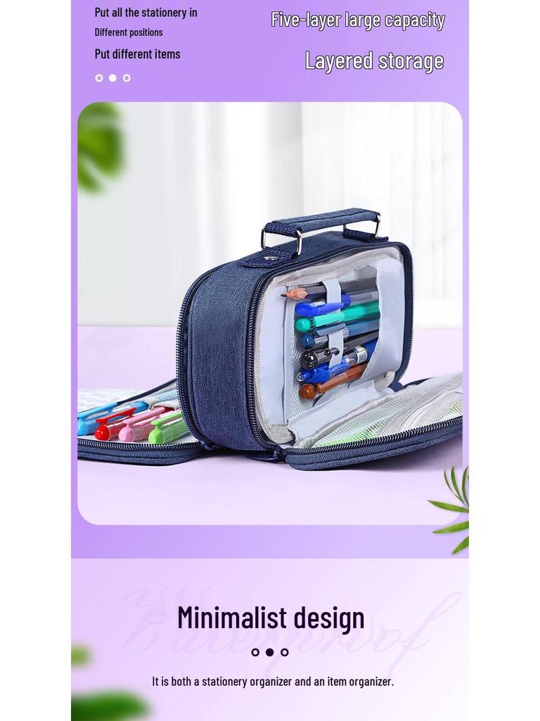 Large Capacity Multi-layer Canvas Pencil Case for Students