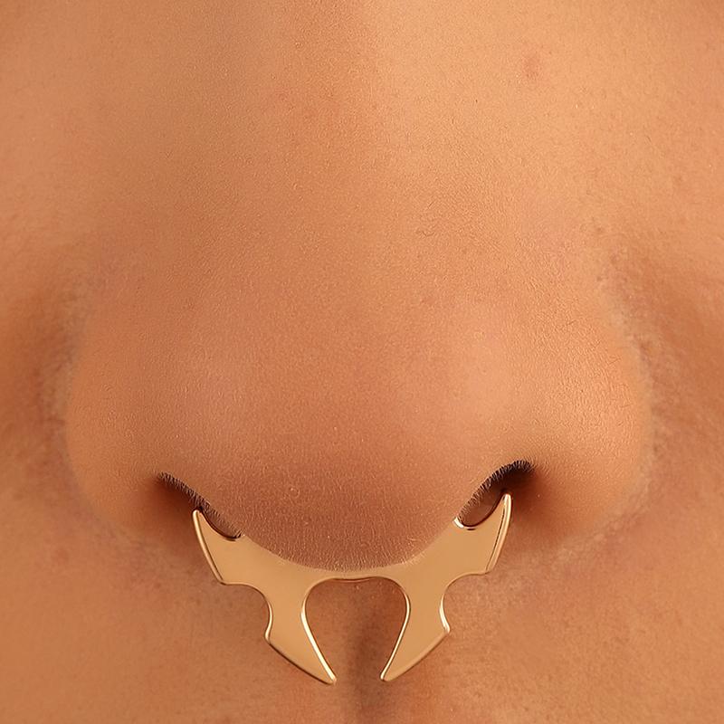 Gothic Horn Nose Clip Non Piercing Fake Nose Ring Non Perforation Body Jewelry