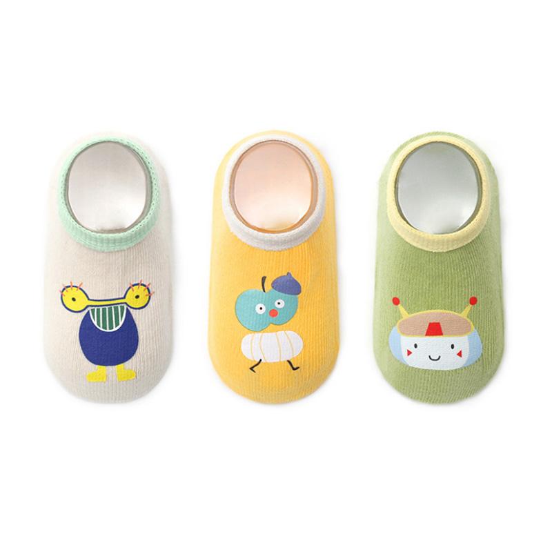 3 Pairs/Lot Cartoon Newborn Socks 0-5Years Children's Anti-slip Socks Cute Toddler Boy Girl Cotton Baby Socks