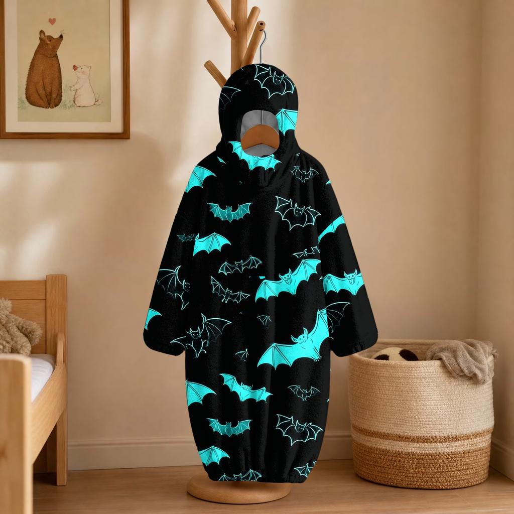 Kids Halloween Printed Flannel Romper Pajama Set for Fun Holiday Sleepwear