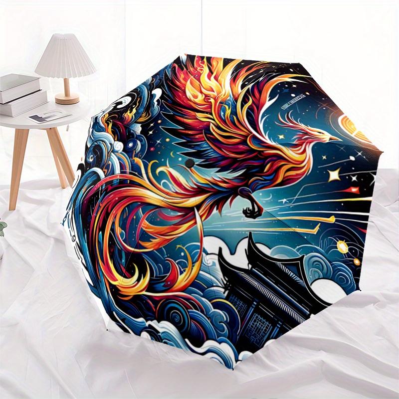 

1pc Phoenix Rising Design Automatic Folding Umbrella - 3 Folding Design, Vivid Cartoon Pattern, Suitable for Outdoor Activities, A Gift for Fans In Al