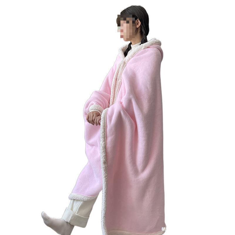 Extra Large Baby Velvet Nap Blanket & Hooded Cape - Thick, Cozy Autumn/Winter Shawl