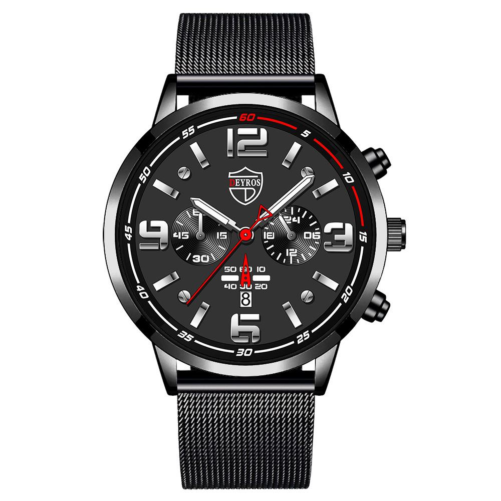 Men S Watch Stainless Steel Mesh Strap Handsome Calendar Luminous Quartz Watch