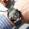 Binbang Men's Skeleton Quartz Waterproof Multifunctional Wristwatch