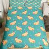 Niedliche Capybara-Druck Bettwäschesets Full Kawaii Honigbiene Bettbezug, Cartoon-Tiere Bettset Roter Liebesherz-Druck Bettbezug