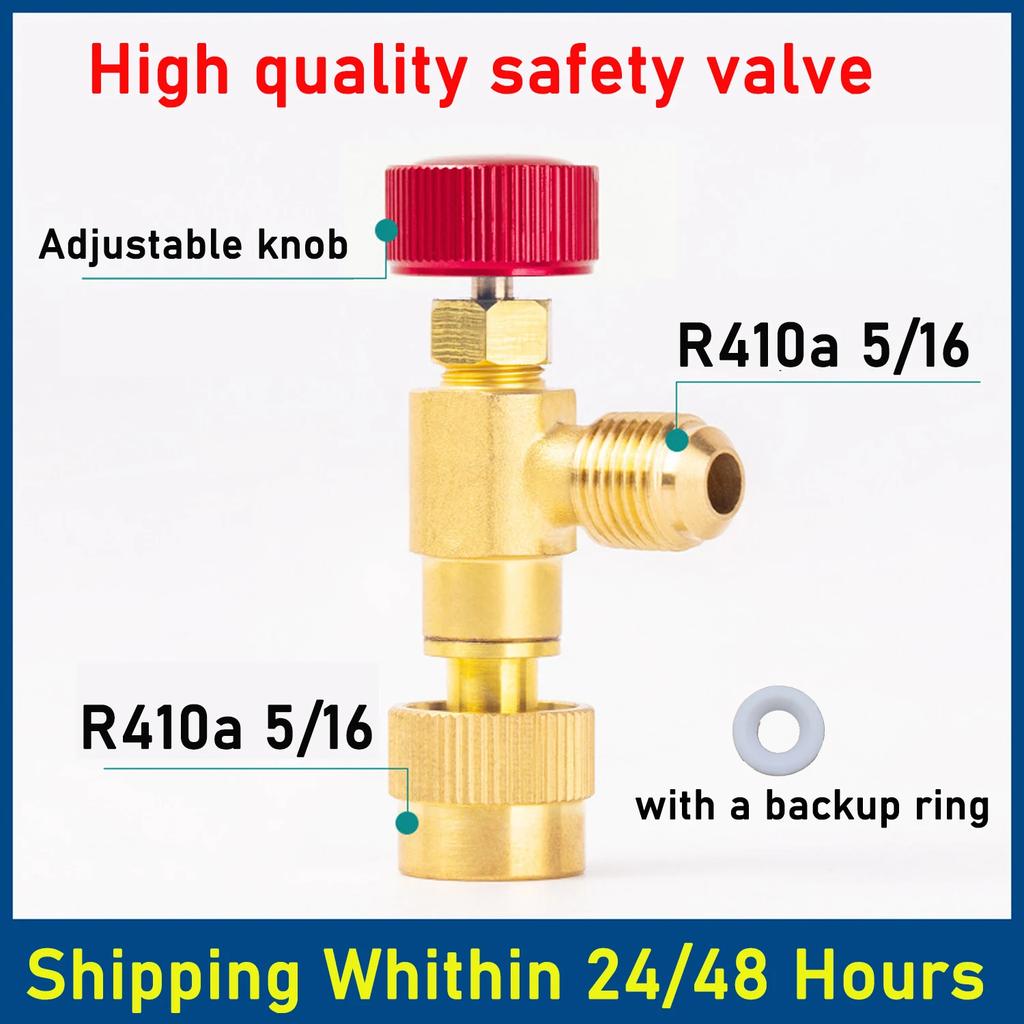 Air Conditioner Refrigerant Safety Valve for R410A & R22, 1/4" SAE 1/4" Male Adapter