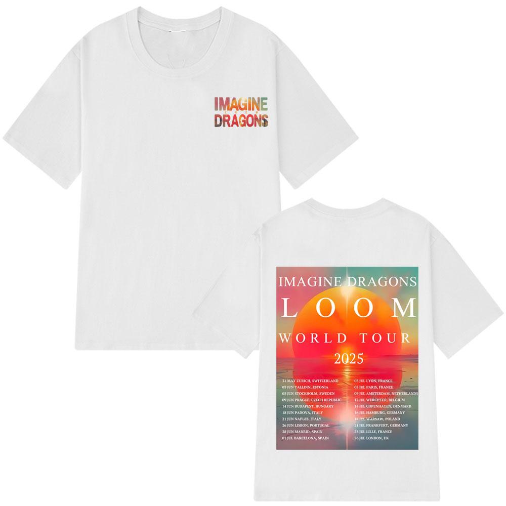 Imagine Dragons Band Loom Tour 2025 T-Shirt Men's Fashion Hip Hop Short Sleeve Oversized Soft Cotton Simple T Shirt Streetwear
