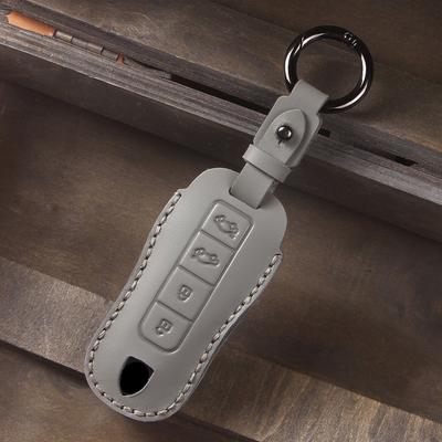 3/4 Bottons Leather Car Key Cover Case Remote Key Keychain Holder for Porsche Cayenne Panamera 911 992 Taycan