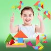 Wooden Tangram Puzzles For Kids With 7 Colored Pieces,Educational Brain Teaser Learning Toy For Boys And Girls Fun Party Favor