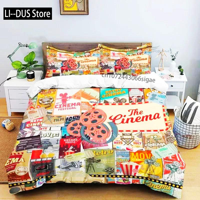 Movie Film Clap Board Patterns Comforter Bedding Set,Duvet Cover Bed Set Quilt Cover Pillowcase,King Queen Size Bedding Set
