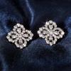 New Arrival Arrive Women Sterling Color Hollow Clover Ear Studs Shining Cubic Zircon Crystal Stone Earrings Girl JewelryWedding Jewelry