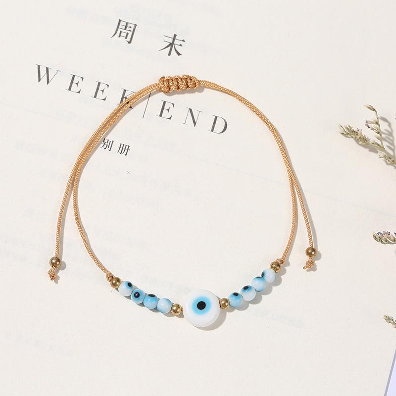 White Blue Evil Eye Bead Rope Bracelets String Cross Bracelets Gift For Friends Female Jewelry