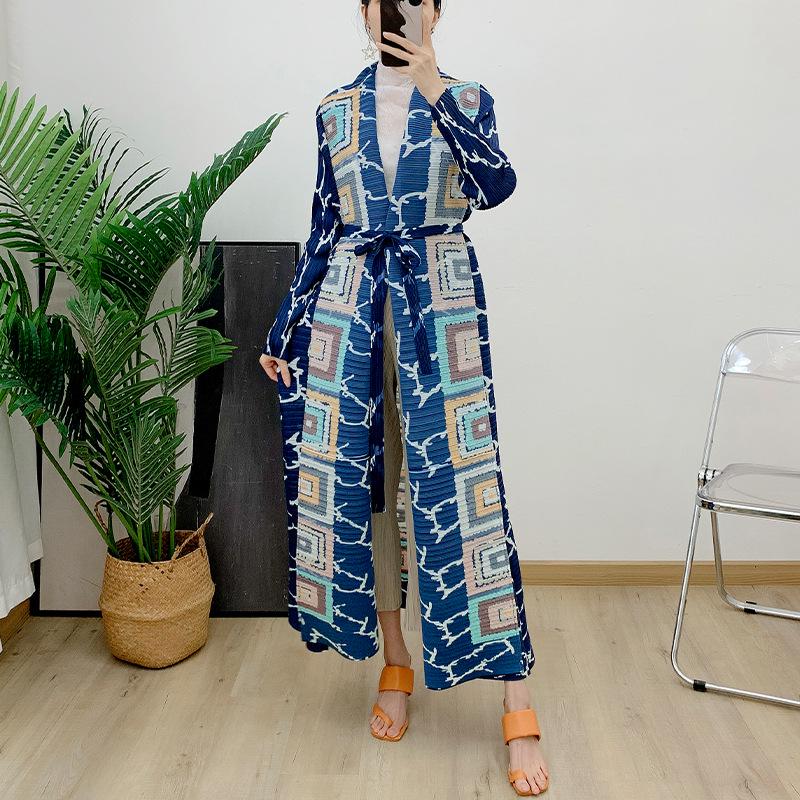 Women's Middle Eastern Pleated Long Dress & Cardigan Robe - Loose Plus Size