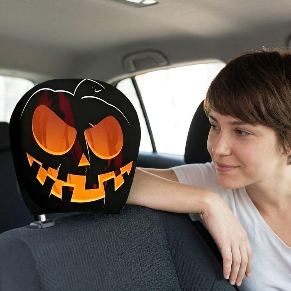 2Pcs Elastic Spooky Face Auto Headrest Sleeve Scary Nun Skull Auto Headrest Wrap Car Accessories