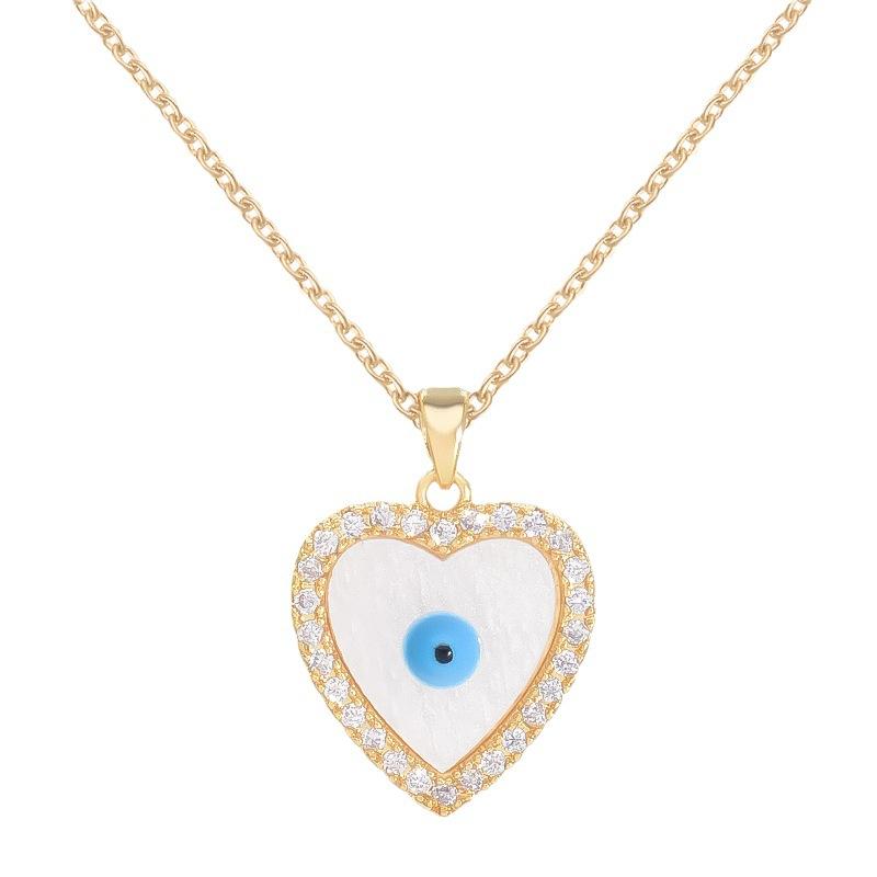 Heart-Shaped Devil'S Eye Necklace Women'S Personality Trend Cold Wind Zircon Pendant Jewelry