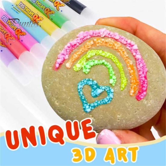 12 ks Puffy Pen 3D tisk Umění DIY Bubble Popcorn Color Paint Kreslicí pero Sada výtvarných potřeb pro děti Dárek k narozeninám