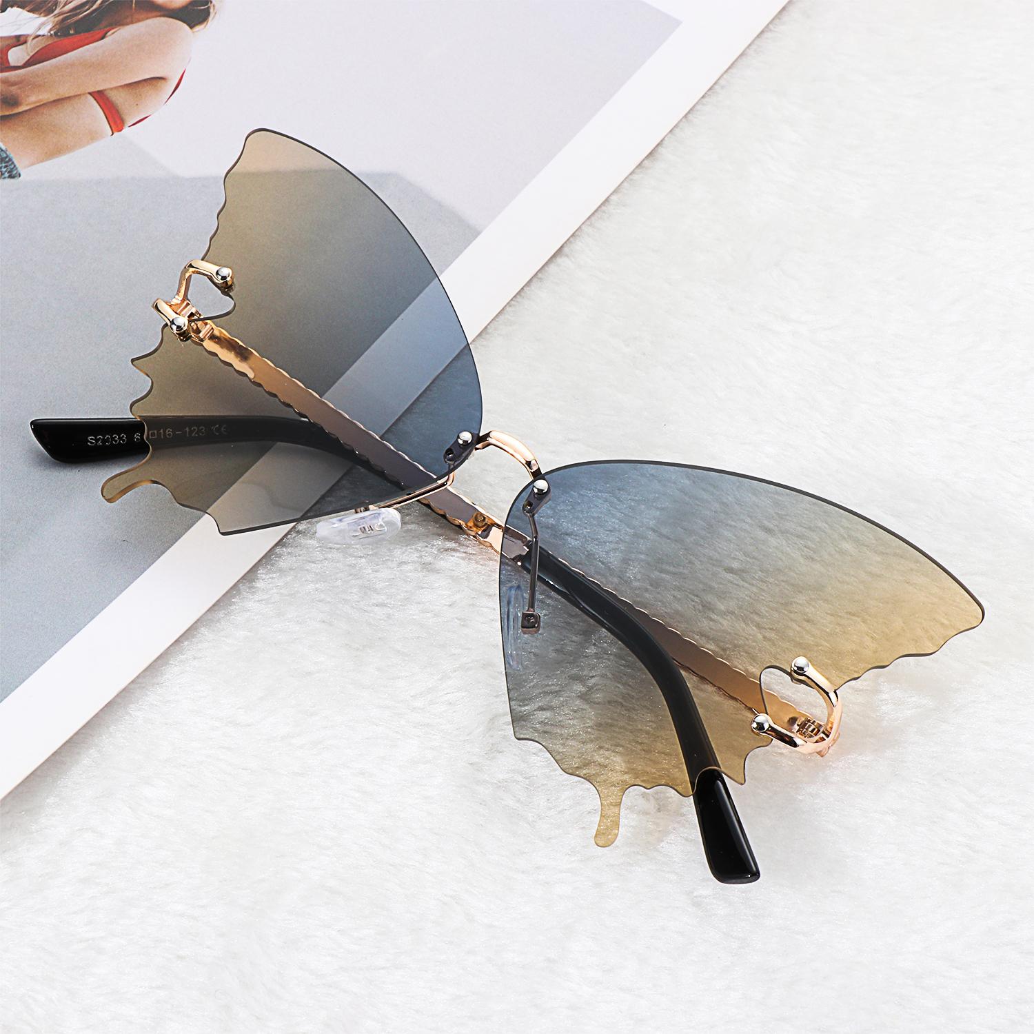 Vintage Fashion Eyewear UV protection Rimless Sunglasses Retro Sun Glasses Butterfly Sunglasses C05