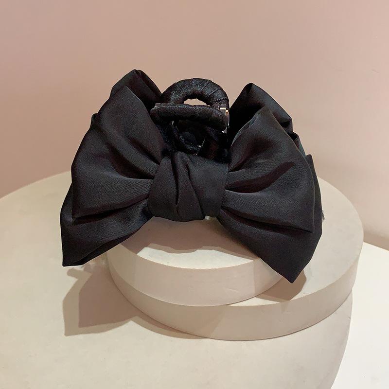 

Leopard Print Bow Hair Claw Women Large Claw Clip Satin Solid Color HairClip Denim HairAccessories