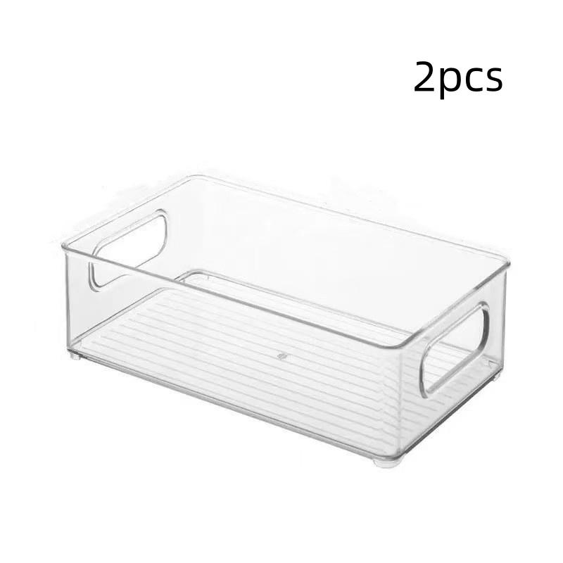 2pcs/Transparent Acrylic Storage Box, Rectangular Desktop Organizer Box, Household Storage Box with Handle