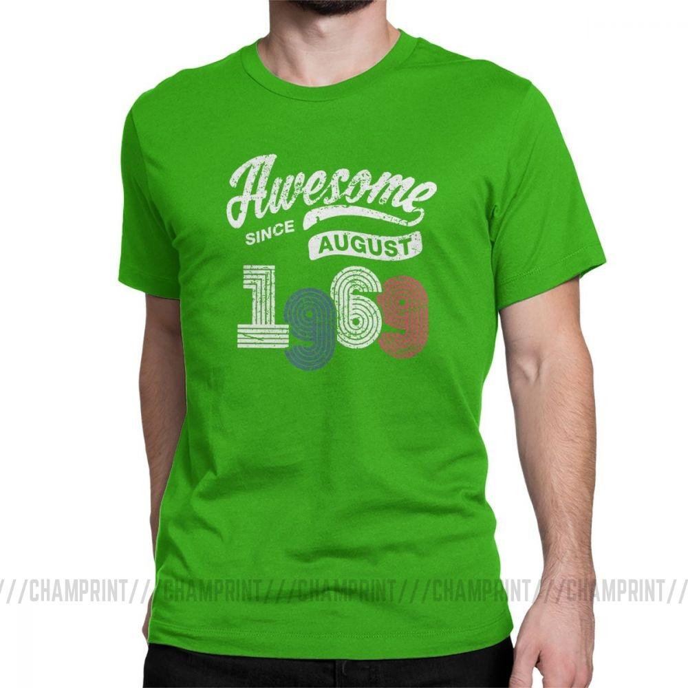 Awesome Since August 1969 T Shirt Vintage 50 Years Old 50Th Birthday Present Men S Cotton