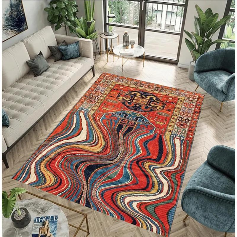 Traditional Oriental Rug Mid Century Design Rug Digital Graphics Design for Luxry Vibe Living Room Rug Cool Shapes Rug Non Slip