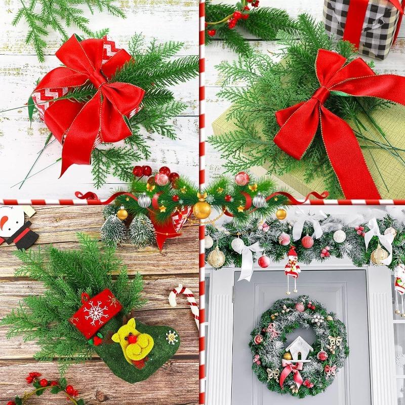 10PCS Christmas Pine Needle Branches Fake Plant Christmas Tree Ornament Decorations for Home DIY Wreath Gift Box Wedding Flowers