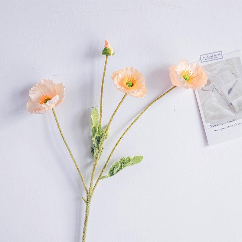 Artificial Flowers Fake Poppy Silk Flowers Long Stem Housewarming Garden Decor Wedding Poppy Flower Wedding Bridal DIY Bouquet