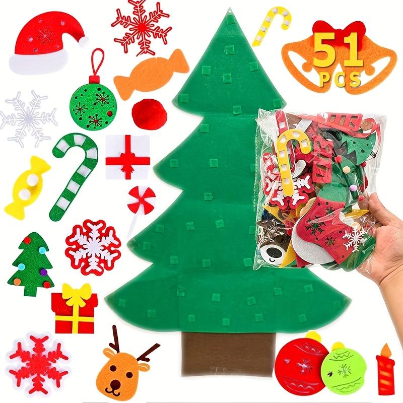 

51pcs DIY Felt Christmas Tree Set Plus Tic-Tac-Toe Games Wall Hanging Decorations Felt Craft Kits for Xmas Party Favors