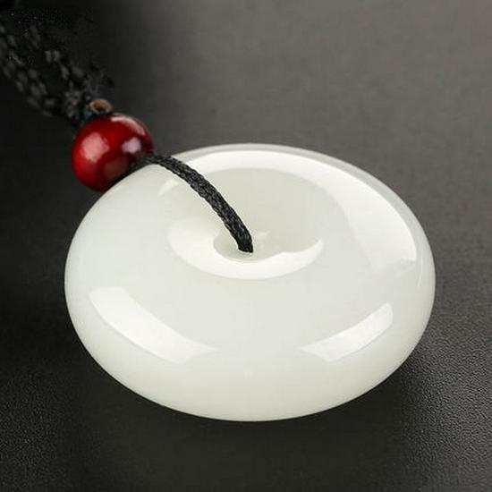 Certified Unisex Hetian Jade Ping'an Pendant