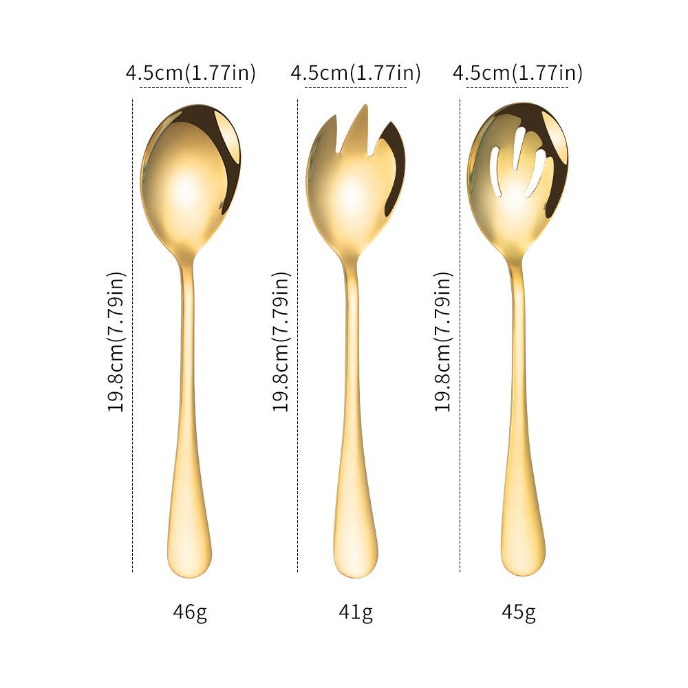 3Pcs Golden Cutlery Set Stainless Steel Fork Spoon Tableware Flatware Set Festival Kitchen Dinnerware Gift