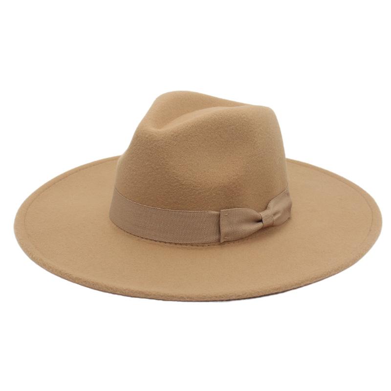 Jazz Hat Retro Men'S And Women'S Cotton Felt Hat Big Brim Panama Hat Gold Chain Hat
