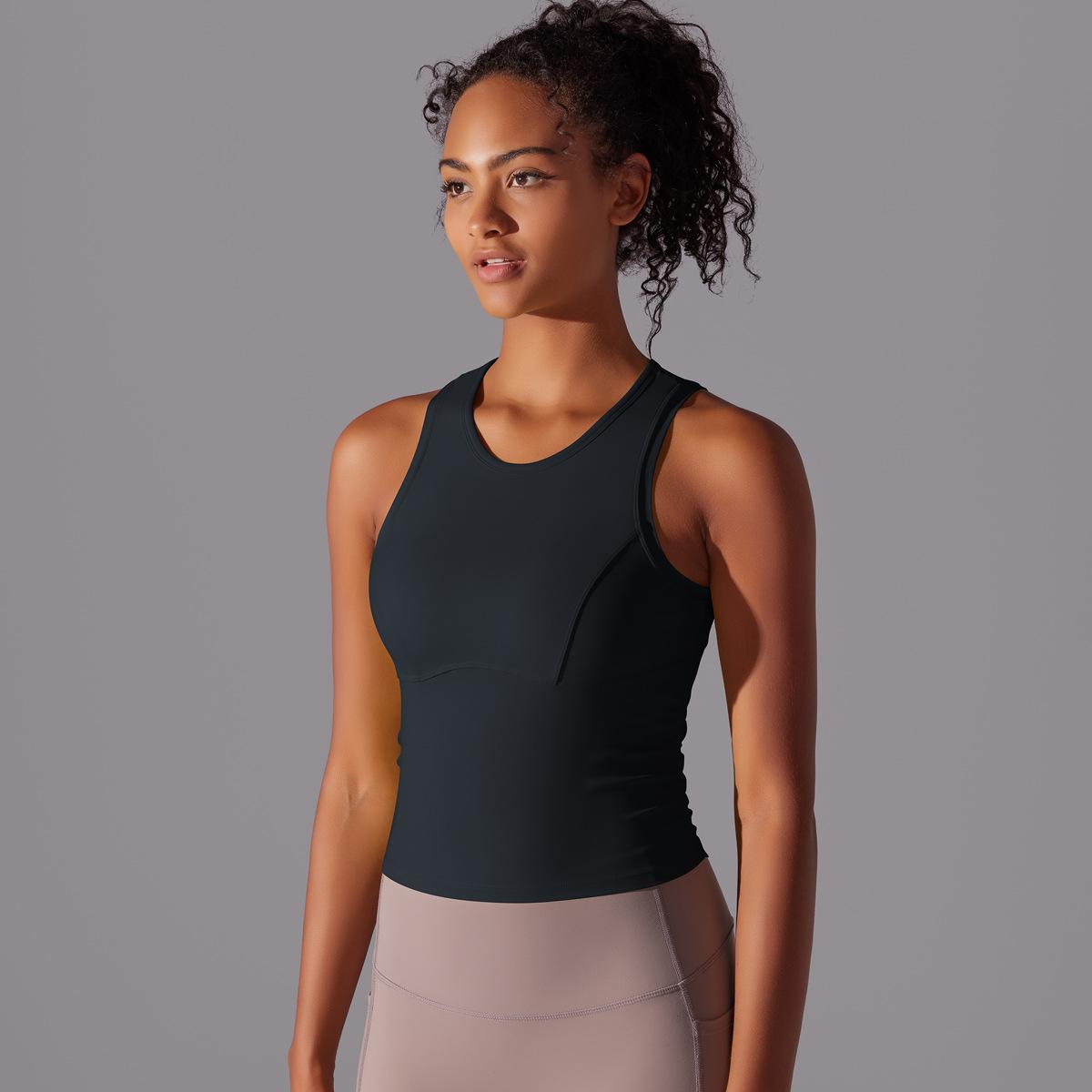 Двусторонний нейлоновый однотонный плотный жилет с круглым вырезом для занятий спортом — фото 14