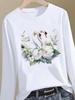 (Asian Size) Trend Style Cute Graphic Tee Women Autumn Winter Spring Casual Fashion Top O-neck Clothing Print T Shirt Long Sleeve T-shirts