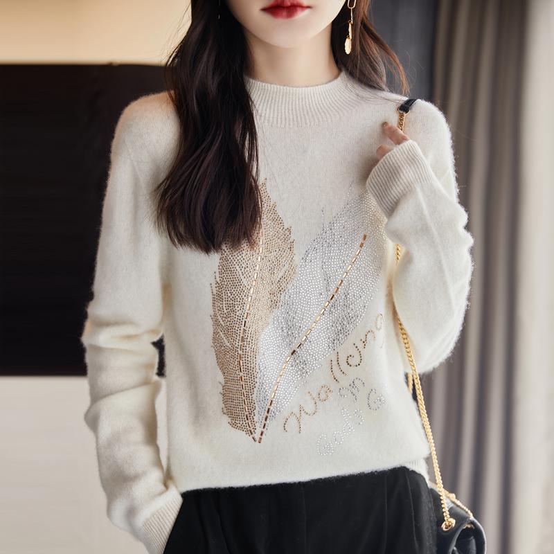 Women Sweater 100% Wool MODERN NEW SAGA Knit Pullover O-neck Thick Winter Jumpers Female Knit Tops