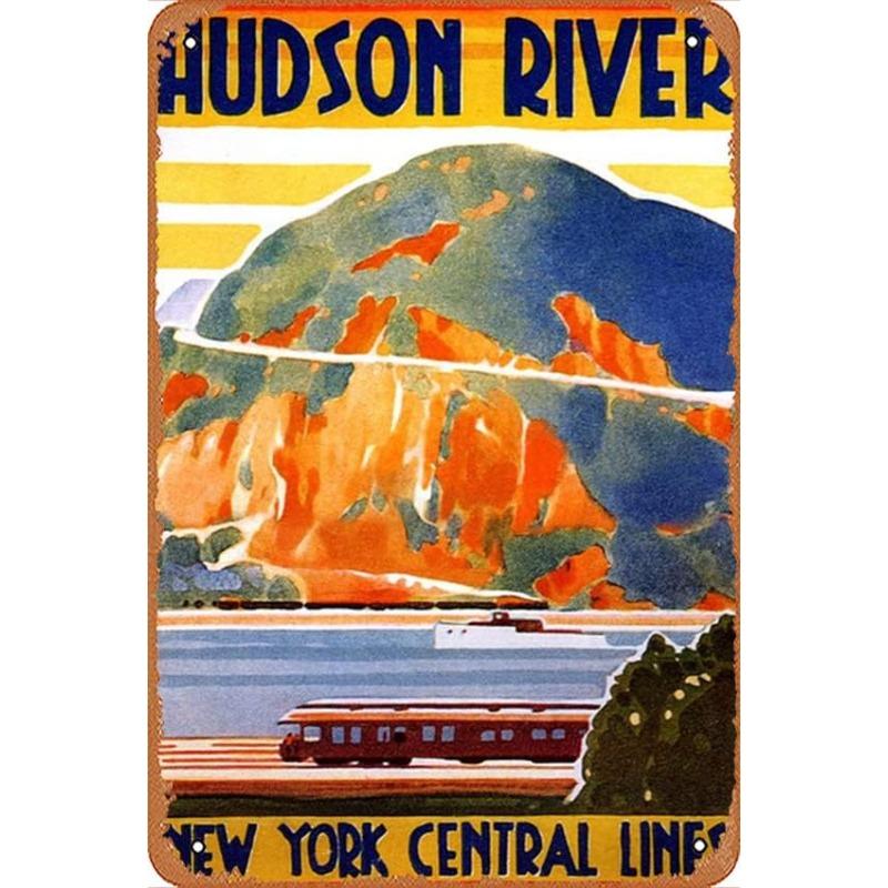 Vintage Metal Tin Poster Train Retro Metal Tin Signs Posters Plate Wall Decor for Bar Restaurant Cafe Clubs Retro Plaque