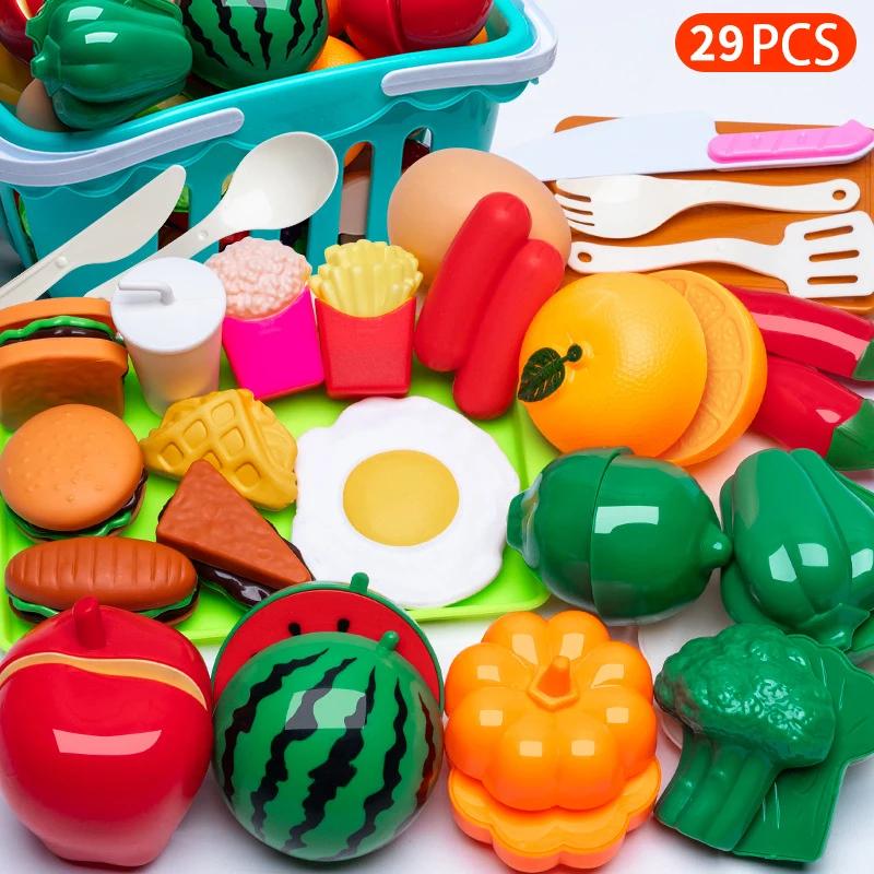 Cutting Play Food Toy for Kids Kitchen Toys Pretend Play Fruit Vegetable Pizza Cake Accessories Early Educational for Girl's Toy