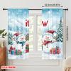 2 Stück, 2D-Flachdruck Kreative Vorhänge Winterschneeszene und Schneemann (2) Vielseitiger Polyesterstoff (ohne Stange) Wohnkultur