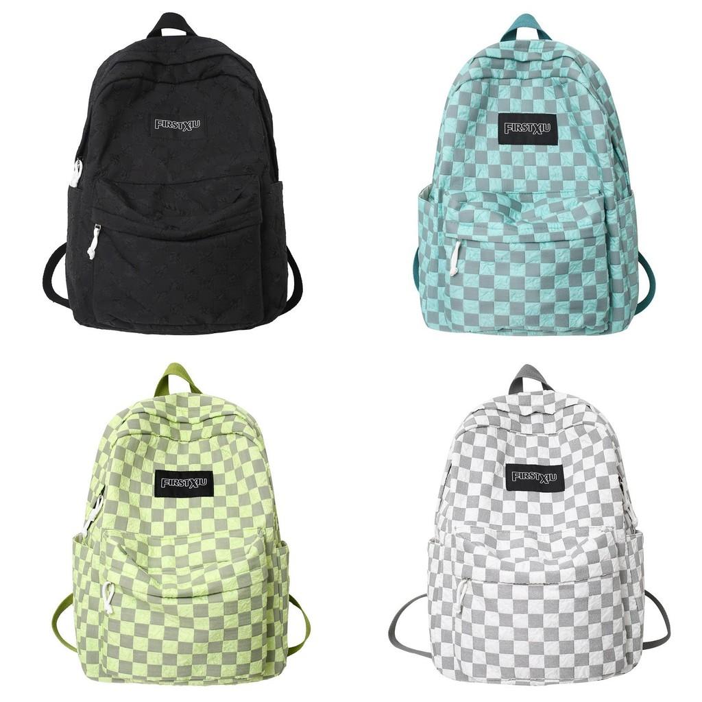 Pattern Simple Checkered Letter Decoration Student Leisure Backpack For School