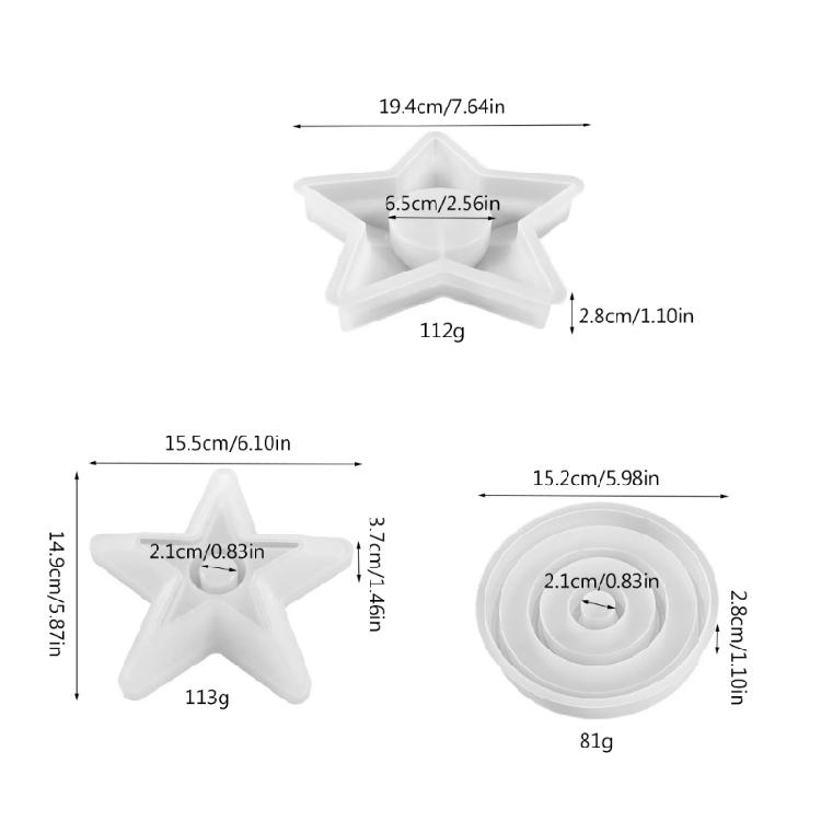 Star Round Aromatherapy Candlestick Plaster Drop Mold Holiday Table Decoration