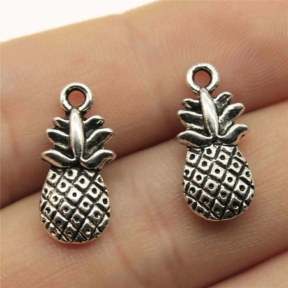 10pcs Tibetan Bronze Silver Color Pendants Antique Jewelry Making DIY Handmade Craft Pineapple Charms For Jewelry Making