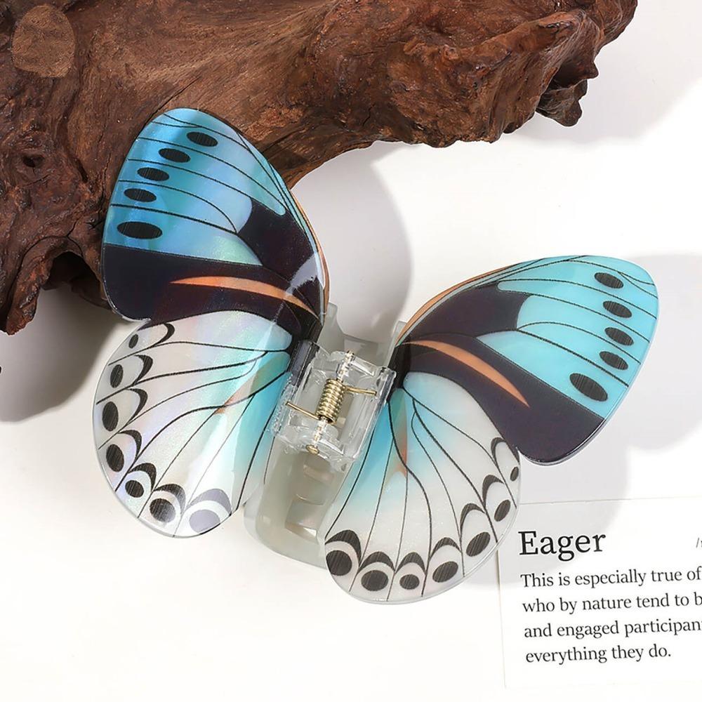 Barevně přechodová velká spona do vlasů, imitace motýla, barevná spona do culíku, elegantní drápek do vlasů