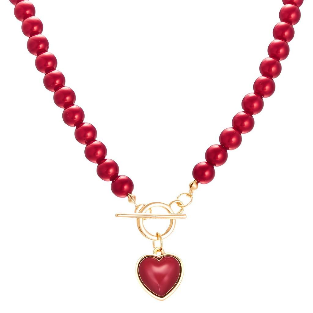 Heart Shaped Pearl Necklace And Bracelet Set For Women With Handcrafted Design For Fashionable Office Wear