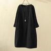Women's Round Neck Long Sleeve Corduroy Midi Dress Loose A-Line Dress Vintage Retro Solid Color Casual Plus Size Shift Dress